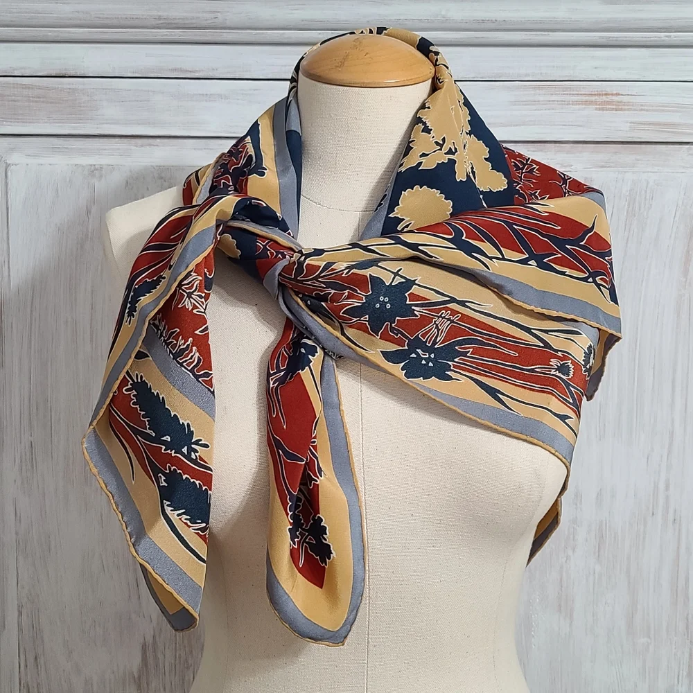 *SOLD* Lanvin Paris Square Neck Scarf 33" x 34" Multicolored Silk Rare Print - Picture 1 of 4